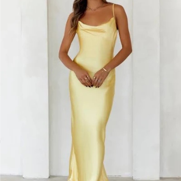 Hello Molly Dresses & Skirts - Elegant Yellow Satin Dress